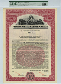 Western Maryland Railway Co. $1000 Specimen Bond